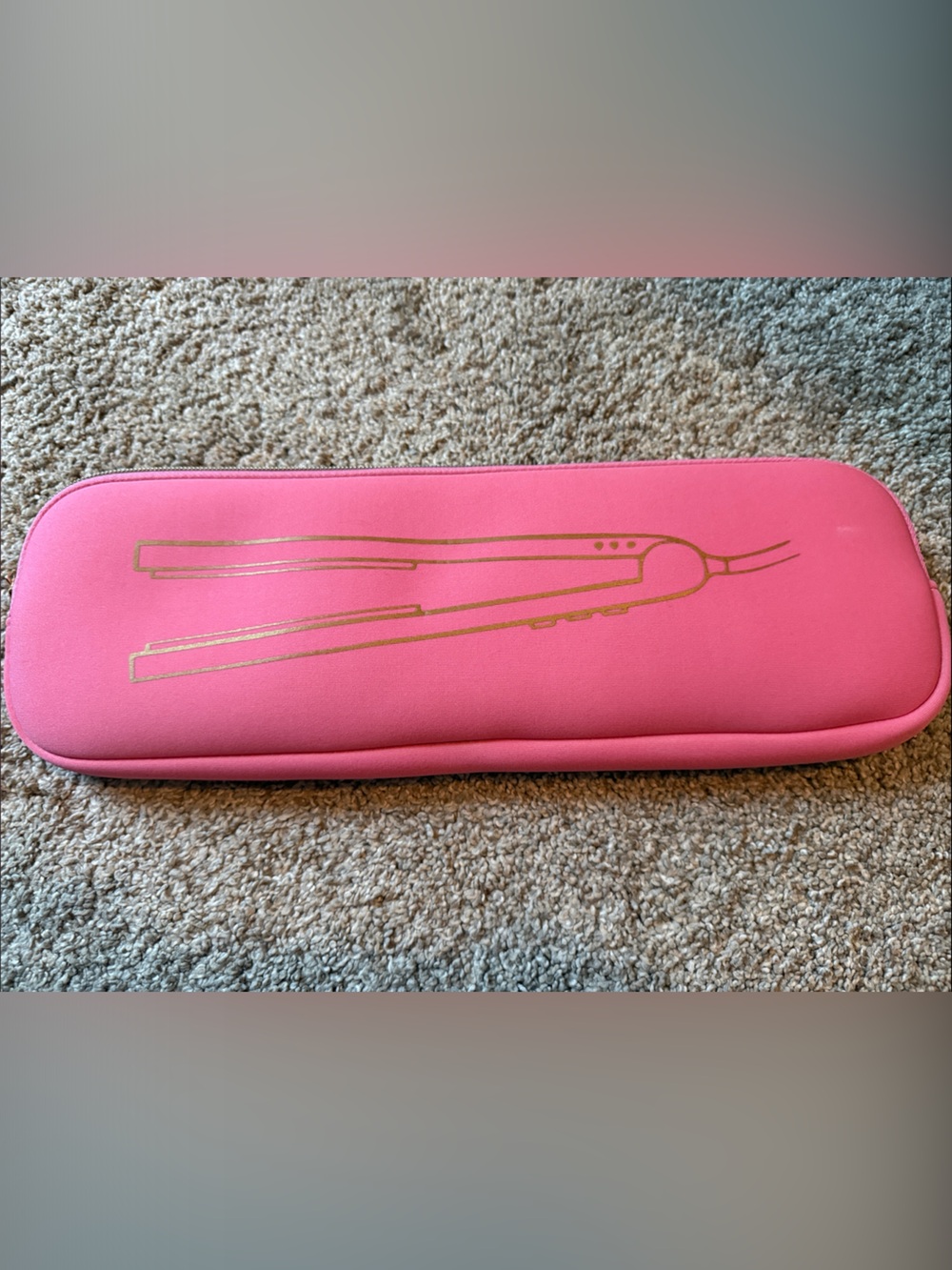 Pink Heat Tool Travel Case with Gold Graphic
